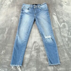 Hudson Nico Super Skinny Jeans Womens Size 27 Wash Distressed Raw Hem Mid Rise